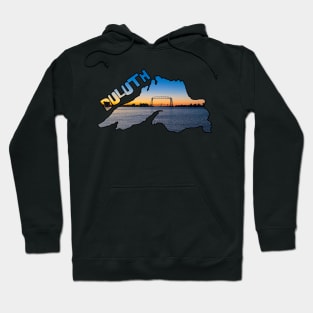 Lake Superior Outline (Duluth's Aerial Lift Bridge at Sunrise) Hoodie